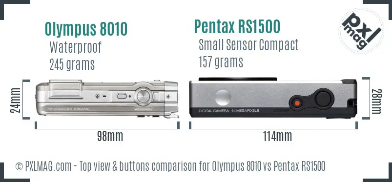 Olympus 8010 vs Pentax RS1500 top view buttons comparison