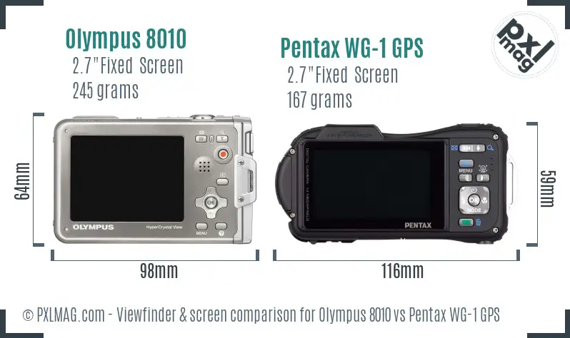 Olympus 8010 vs Pentax WG-1 GPS Screen and Viewfinder comparison