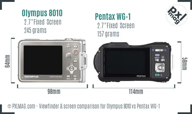 Olympus 8010 vs Pentax WG-1 Screen and Viewfinder comparison