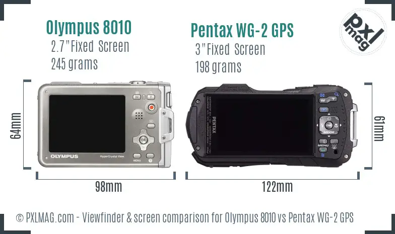 Olympus 8010 vs Pentax WG-2 GPS Screen and Viewfinder comparison