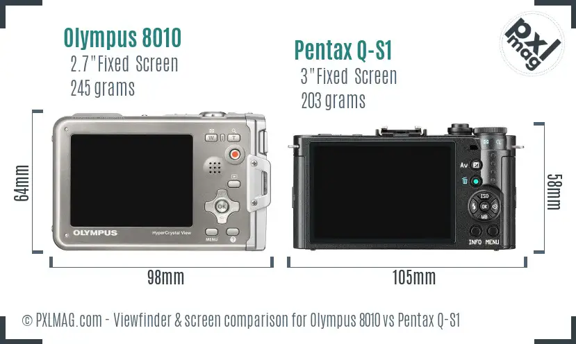 Olympus 8010 vs Pentax Q-S1 Screen and Viewfinder comparison Olympus 8010 vs Pentax Q-S1 Screen and Viewfinder comparison