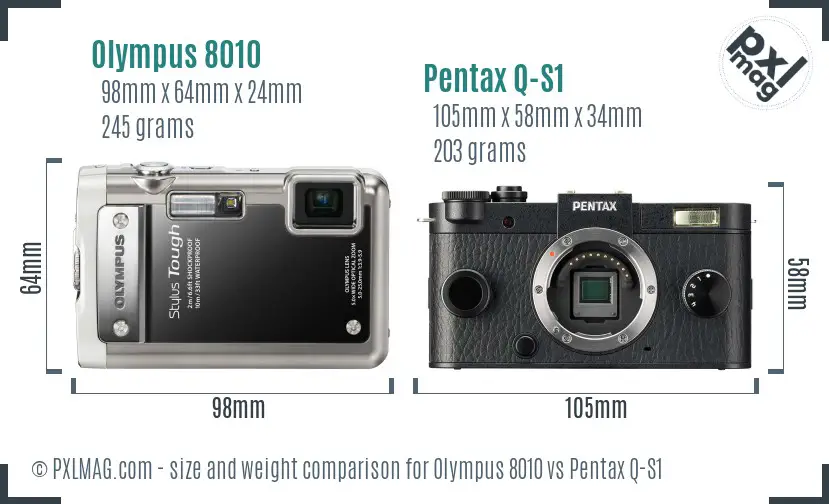 Olympus 8010 vs Pentax Q-S1 size comparison Olympus 8010 vs Pentax Q-S1 size comparison