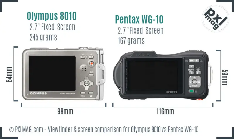 Olympus 8010 vs Pentax WG-10 Screen and Viewfinder comparison Olympus 8010 vs Pentax WG-10 Screen and Viewfinder comparison