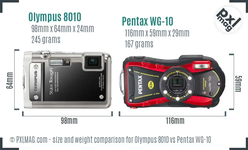 Olympus 8010 vs Pentax WG-10 size comparison Olympus 8010 vs Pentax WG-10 size comparison
