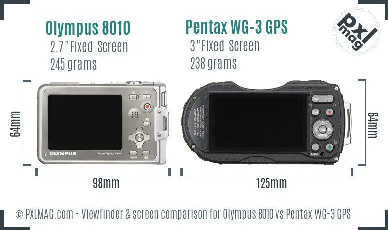 Olympus 8010 vs Pentax WG-3 GPS Screen and Viewfinder comparison