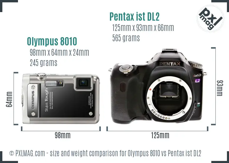 Olympus 8010 vs Pentax ist DL2 size comparison