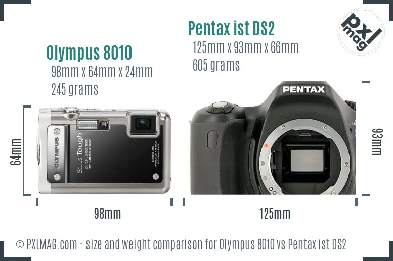 Olympus 8010 vs Pentax ist DS2 size comparison