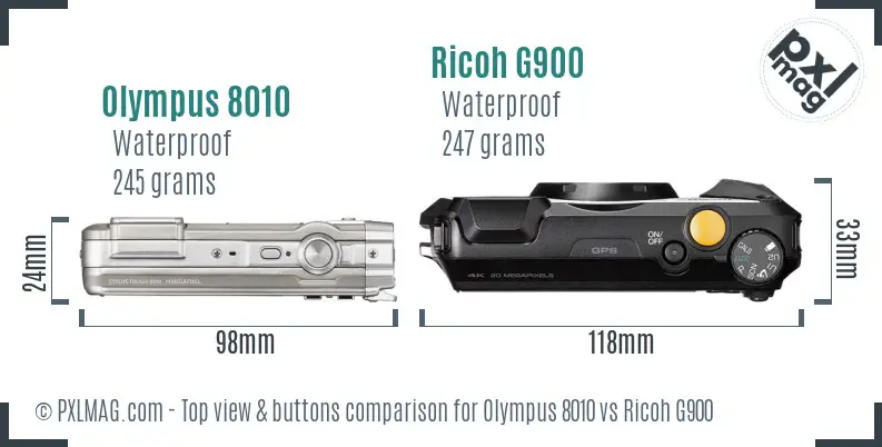Olympus 8010 vs Ricoh G900 top view buttons comparison