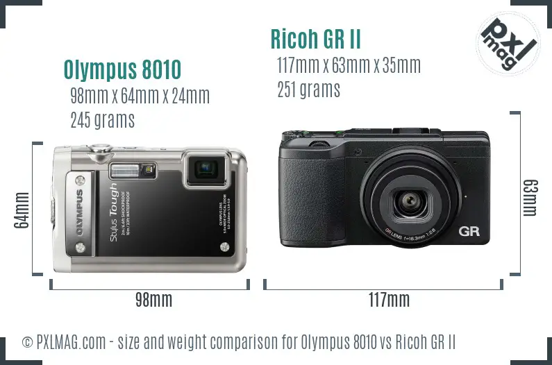 Olympus 8010 vs Ricoh GR II size comparison