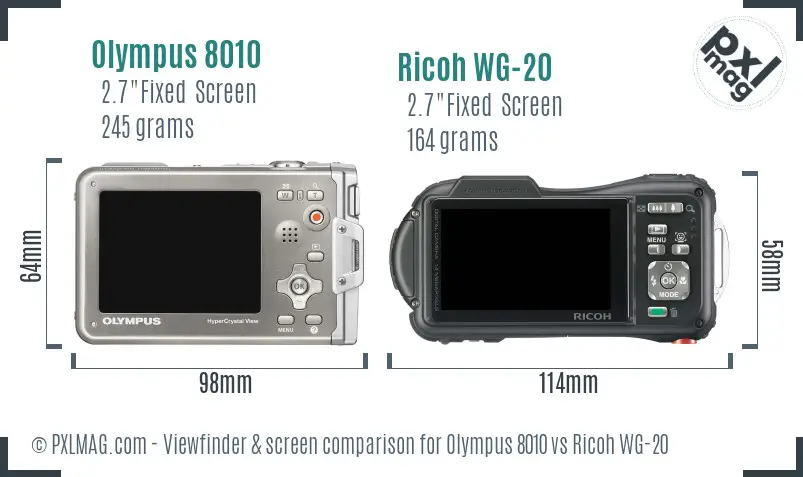 Olympus 8010 vs Ricoh WG-20 Screen and Viewfinder comparison Olympus 8010 vs Ricoh WG-20 Screen and Viewfinder comparison