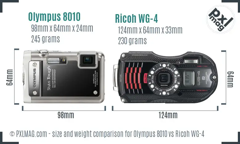 Olympus 8010 vs Ricoh WG-4 size comparison Olympus 8010 vs Ricoh WG-4 size comparison