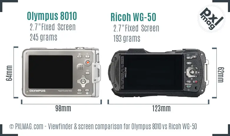 Olympus 8010 vs Ricoh WG-50 Screen and Viewfinder comparison Olympus 8010 vs Ricoh WG-50 Screen and Viewfinder comparison