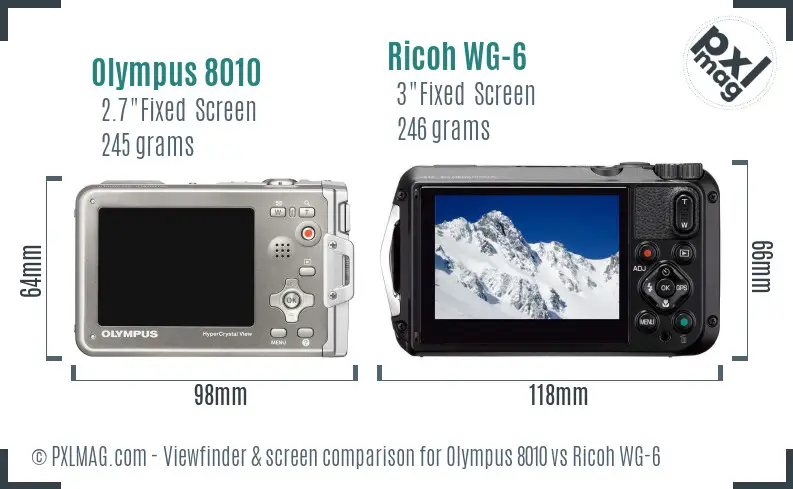 Olympus 8010 vs Ricoh WG-6 Screen and Viewfinder comparison