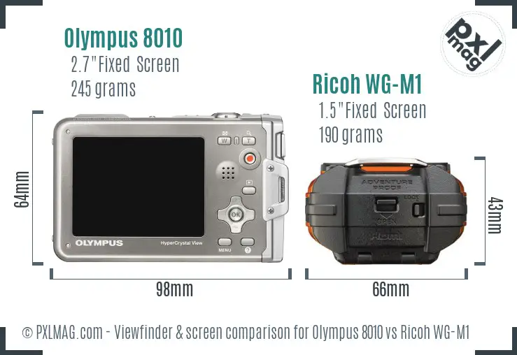 Olympus 8010 vs Ricoh WG-M1 Screen and Viewfinder comparison