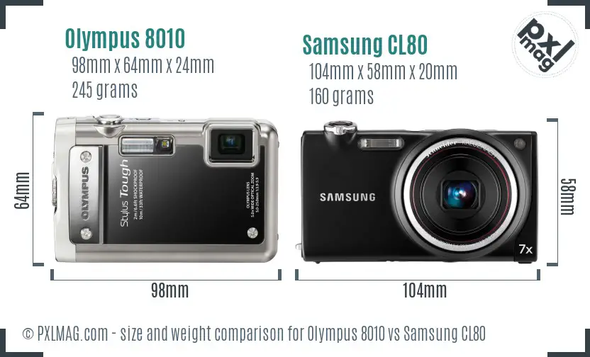 Olympus 8010 vs Samsung CL80 size comparison