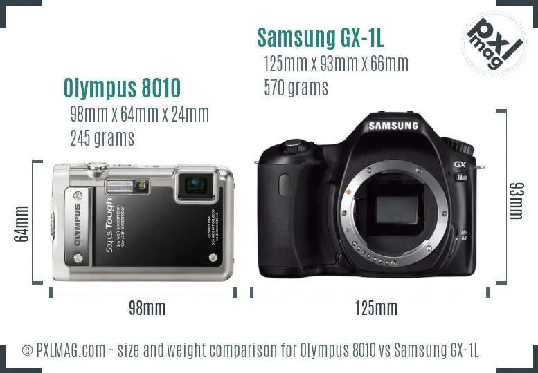 Olympus 8010 vs Samsung GX-1L size comparison