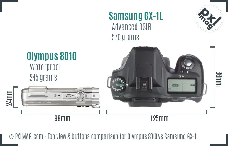 Olympus 8010 vs Samsung GX-1L top view buttons comparison