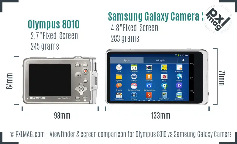 Olympus 8010 vs Samsung Galaxy Camera 2 Screen and Viewfinder comparison