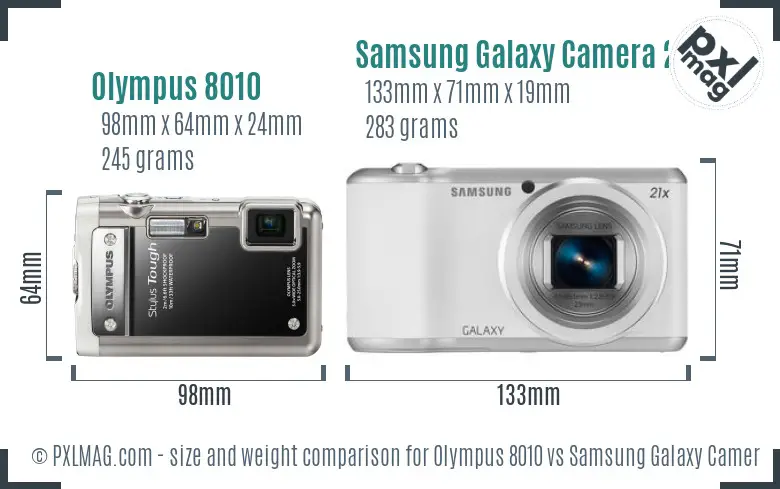 Olympus 8010 vs Samsung Galaxy Camera 2 size comparison