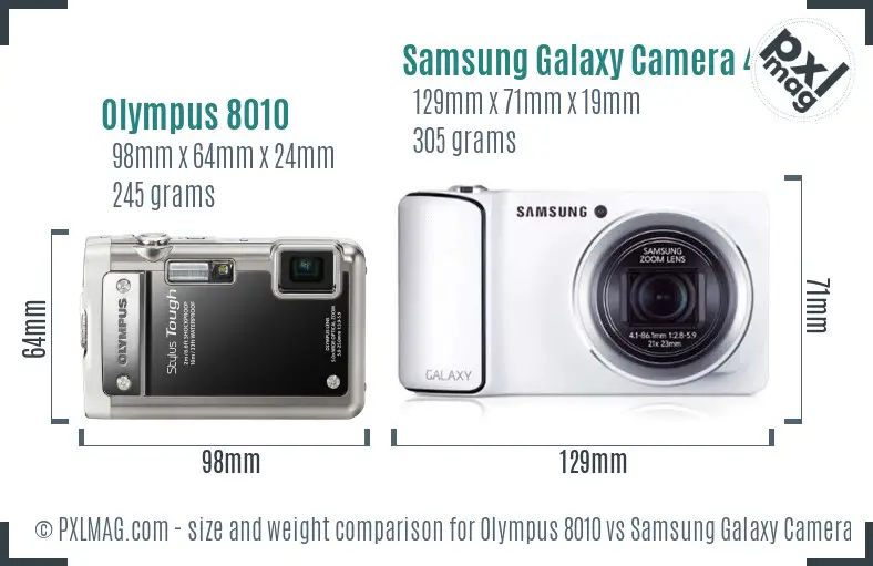 Olympus 8010 vs Samsung Galaxy Camera 4G size comparison