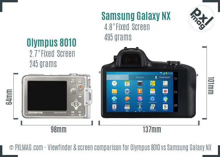 Olympus 8010 vs Samsung Galaxy NX Screen and Viewfinder comparison