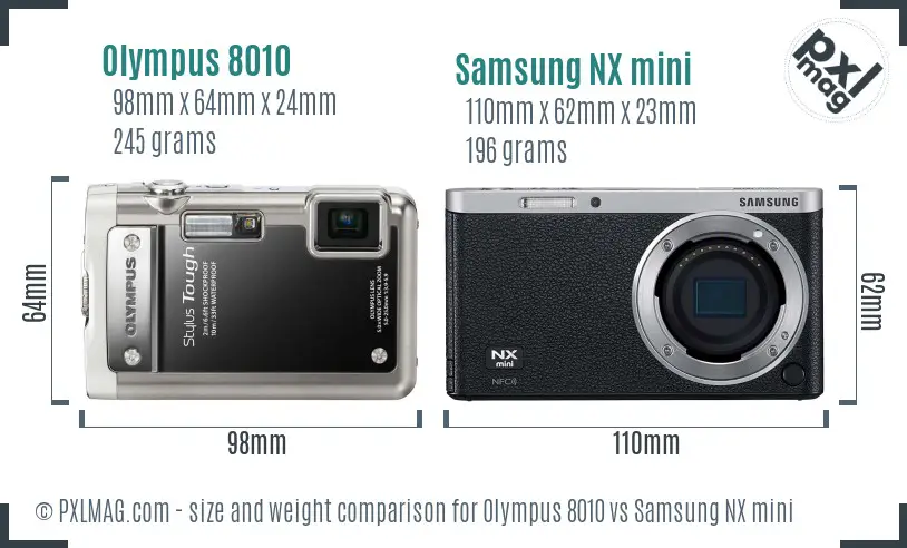 Olympus 8010 vs Samsung NX mini size comparison