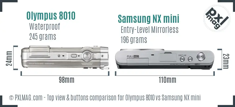 Olympus 8010 vs Samsung NX mini top view buttons comparison
