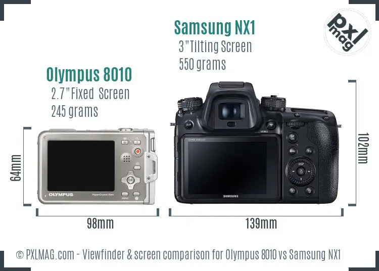 Olympus 8010 vs Samsung NX1 Screen and Viewfinder comparison Olympus 8010 vs Samsung NX1 Screen and Viewfinder comparison
