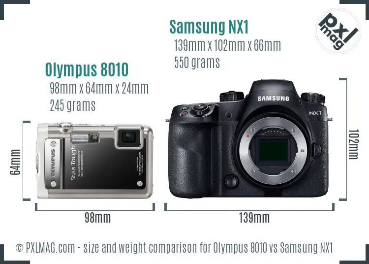 Olympus 8010 vs Samsung NX1 size comparison Olympus 8010 vs Samsung NX1 size comparison