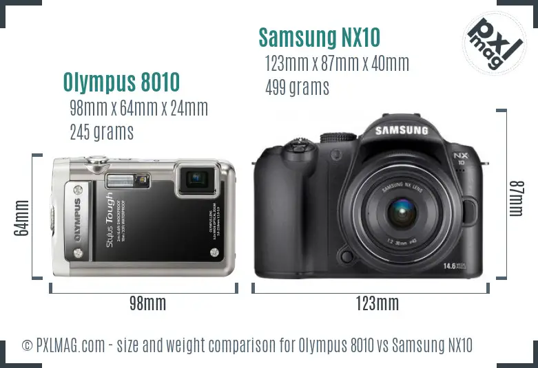 Olympus 8010 vs Samsung NX10 size comparison