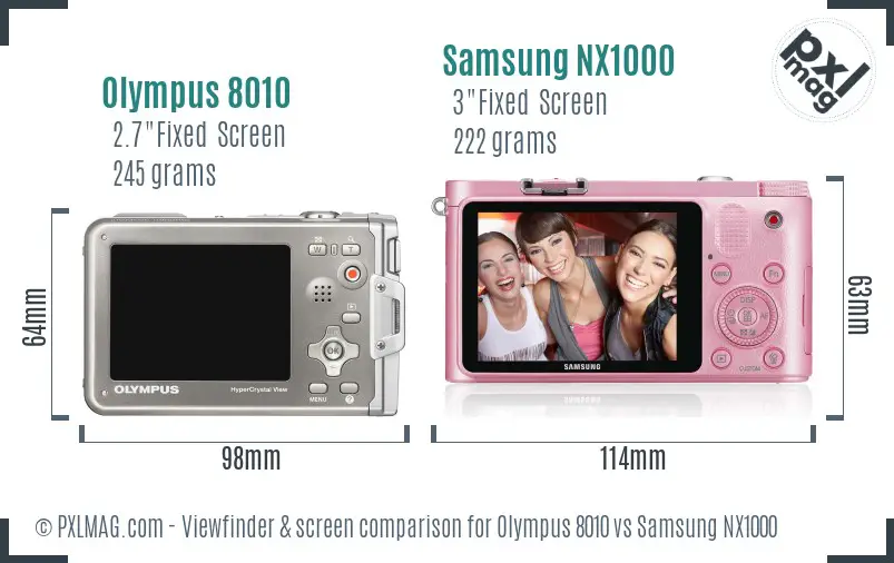 Olympus 8010 vs Samsung NX1000 Screen and Viewfinder comparison