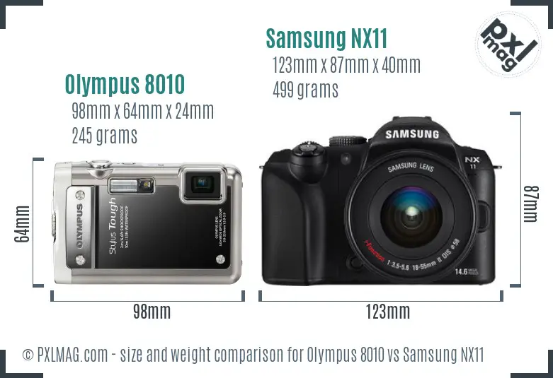 Olympus 8010 vs Samsung NX11 size comparison