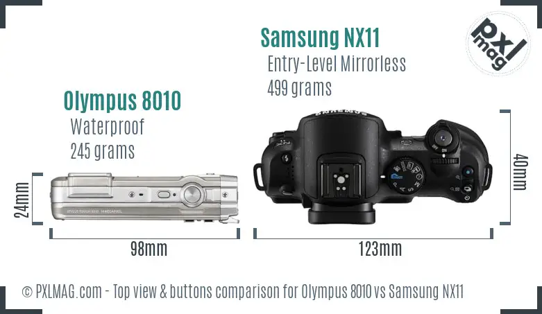 Olympus 8010 vs Samsung NX11 top view buttons comparison