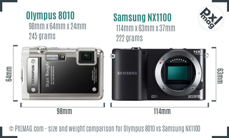 Olympus 8010 vs Samsung NX1100 size comparison Olympus 8010 vs Samsung NX1100 size comparison