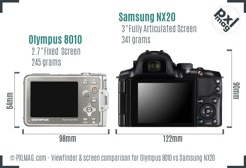 Olympus 8010 vs Samsung NX20 Screen and Viewfinder comparison Olympus 8010 vs Samsung NX20 Screen and Viewfinder comparison