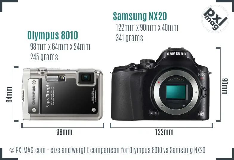 Olympus 8010 vs Samsung NX20 size comparison Olympus 8010 vs Samsung NX20 size comparison