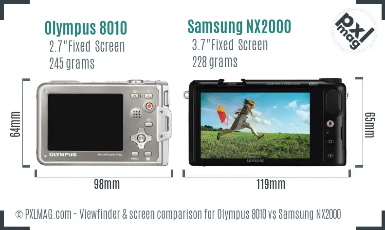 Olympus 8010 vs Samsung NX2000 Screen and Viewfinder comparison