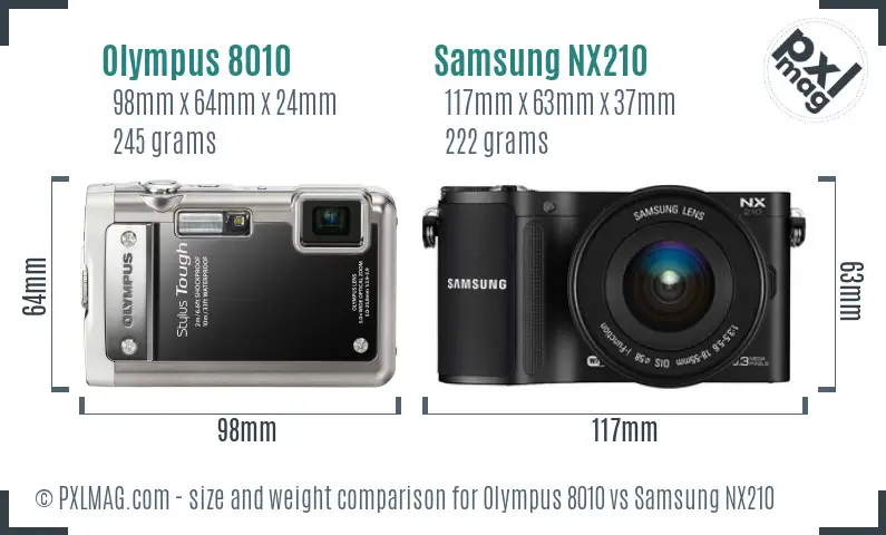 Olympus 8010 vs Samsung NX210 size comparison