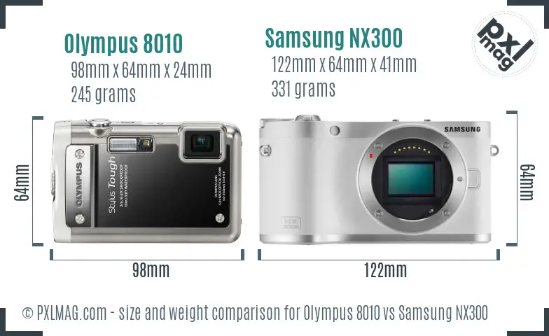 Olympus 8010 vs Samsung NX300 size comparison
