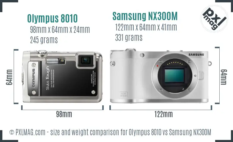 Olympus 8010 vs Samsung NX300M size comparison