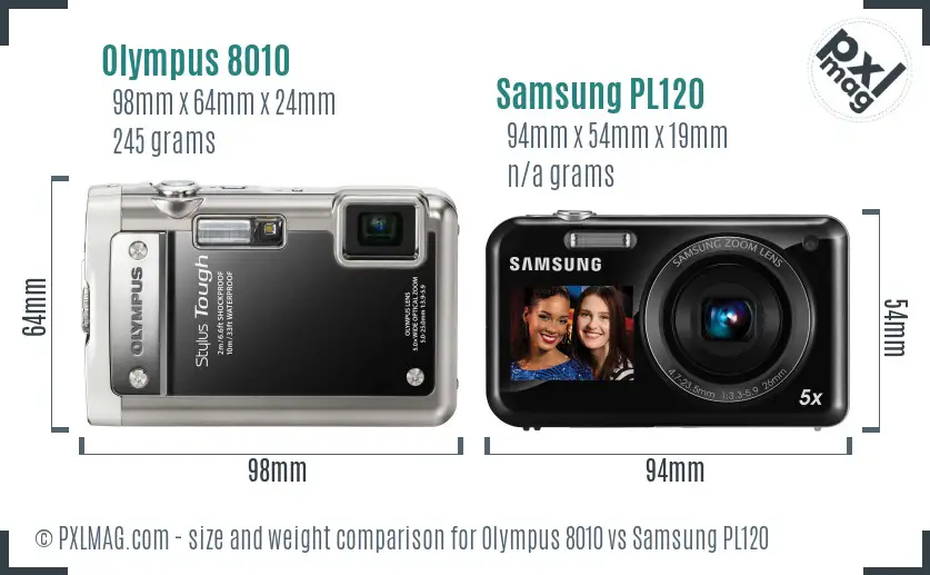 Olympus 8010 vs Samsung PL120 size comparison