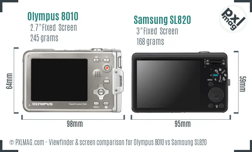 Olympus 8010 vs Samsung SL820 Screen and Viewfinder comparison Olympus 8010 vs Samsung SL820 Screen and Viewfinder comparison