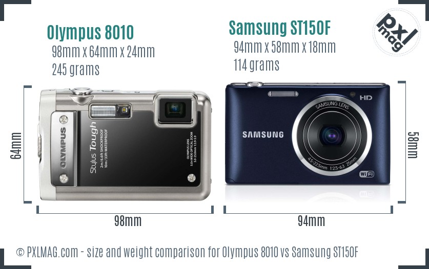 Olympus 8010 vs Samsung ST150F size comparison Olympus 8010 vs Samsung ST150F size comparison