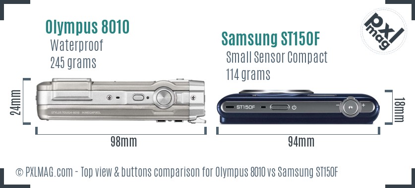Olympus 8010 vs Samsung ST150F top view buttons comparison