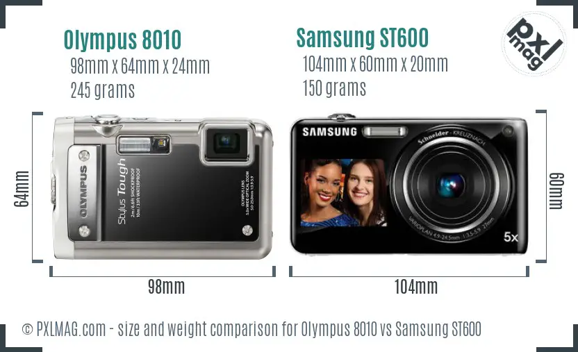 Olympus 8010 vs Samsung ST600 size comparison