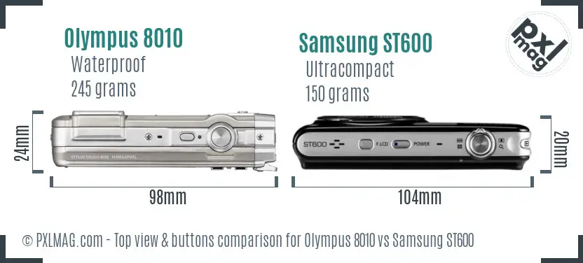 Olympus 8010 vs Samsung ST600 top view buttons comparison