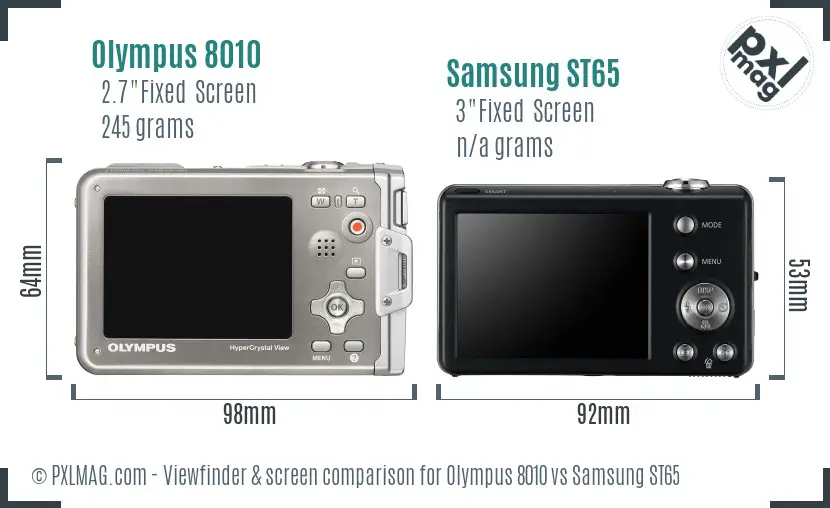 Olympus 8010 vs Samsung ST65 Screen and Viewfinder comparison Olympus 8010 vs Samsung ST65 Screen and Viewfinder comparison