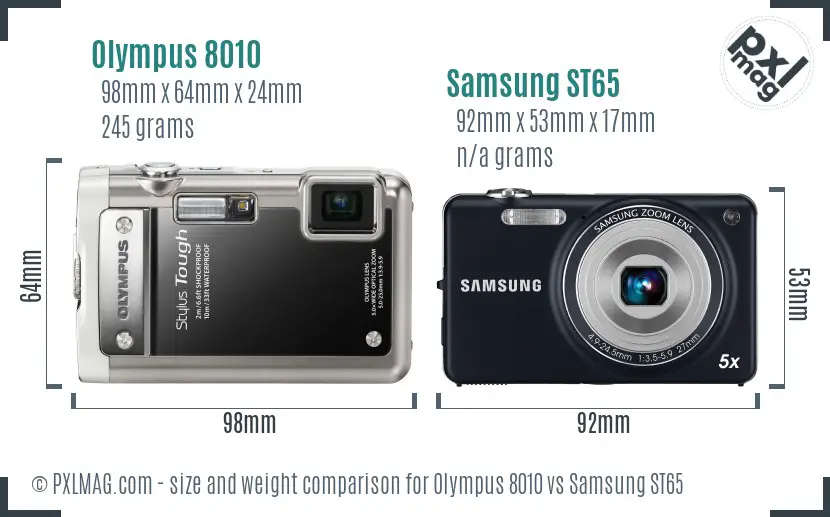 Olympus 8010 vs Samsung ST65 size comparison Olympus 8010 vs Samsung ST65 size comparison