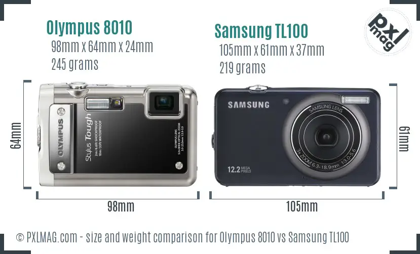 Olympus 8010 vs Samsung TL100 size comparison Olympus 8010 vs Samsung TL100 size comparison