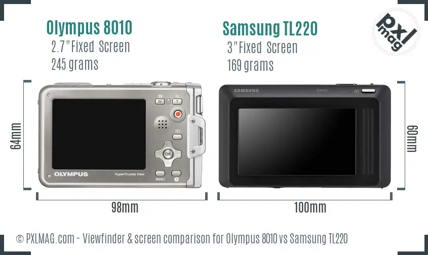 Olympus 8010 vs Samsung TL220 Screen and Viewfinder comparison Olympus 8010 vs Samsung TL220 Screen and Viewfinder comparison